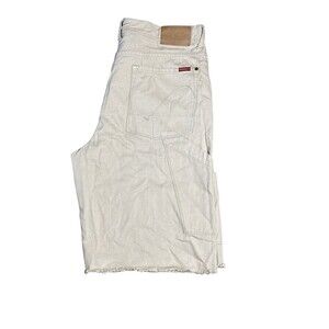 Vintage Guess Double Knee Cut Off Shorts Size 36 Cream Khaki Skater Y2K‎